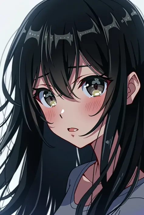 One girl, Black Hair, Simple Background, Long Hair, anime