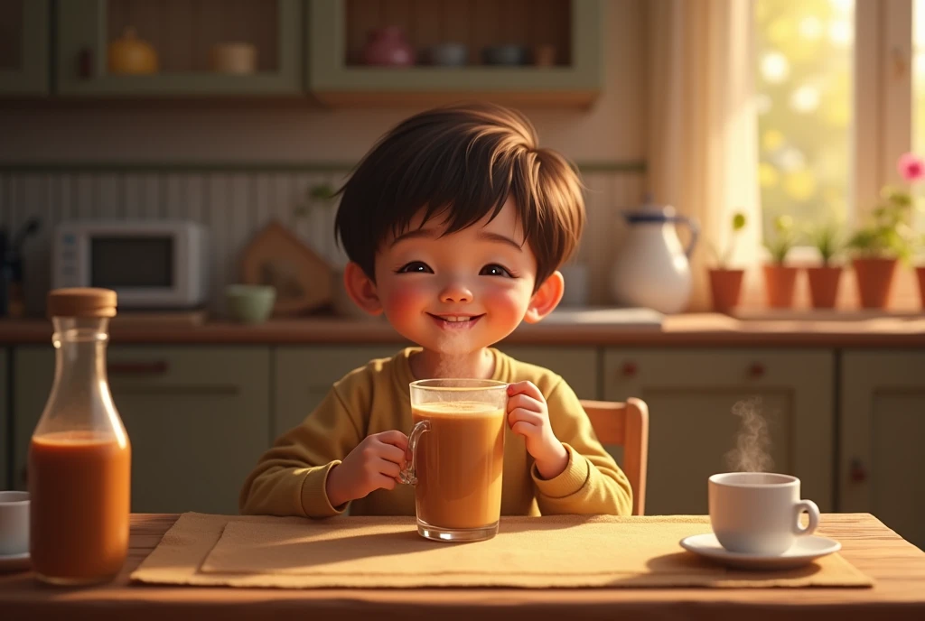 I need a picture of a kid eating Horlicks