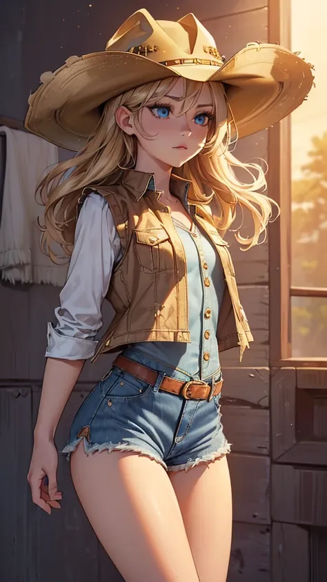 (Ultra Real), (Illustration), (High Resolution), (8K), (Very Detailed), (Best Illustration), (Beautiful Detailed Eyes), (Best Quality), (Super Detailed), (Masterpiece), (Wallpaper), (Detailed Face), Solo, (Dynamic Pose, back turned), One Girl, Blond Wavy H...