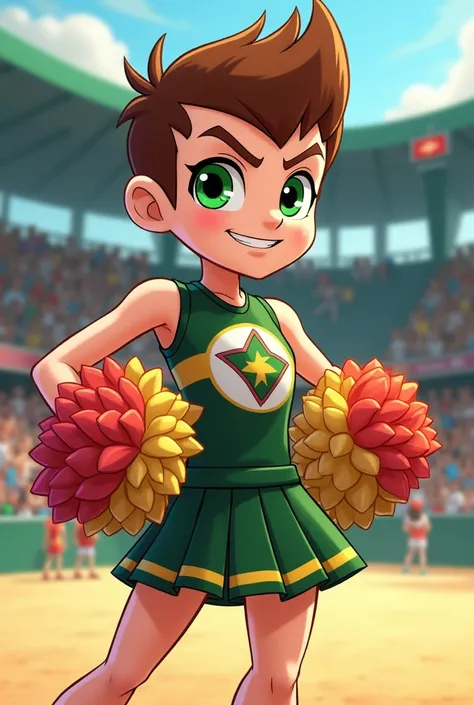 Draw Ben from Ben 10 Alien Force dressed as a cheerleader 