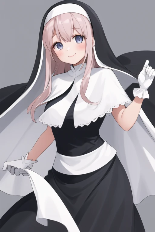 incubation, a girl, smile, nun, long skirt, white gloves, cape