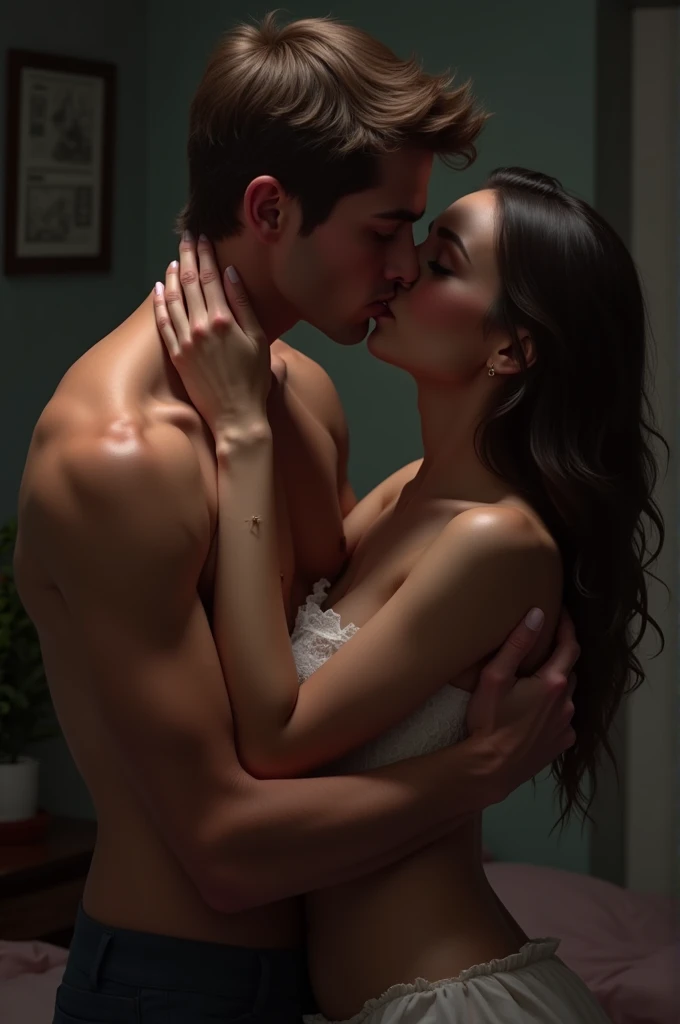 Two people are kissing passionately 