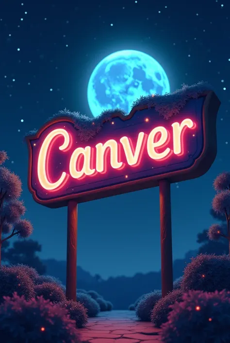 Canver sign with stars and moon in the baground 