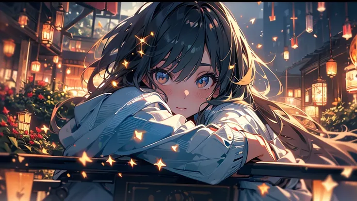 (8k, Best Quality, masterpiece: 1.2), (Realistic, photoRealistic: 1.37), Super detailed, One Girl, Wide viewing angle, Firefly Garden, Lots of little faint lights and fireflies flying around, night