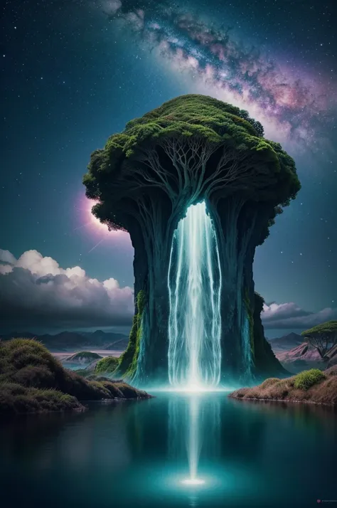 Create an AI-generated image that transports viewers to a surreal dreamlike world, where the boundaries between reality and fantasy blur in a mesmerizing display of creativity and imagination. The scene should evoke a sense of wonder and enchantment, invit...