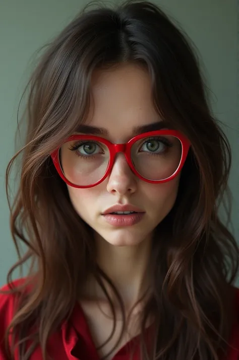 A Woman with Long Brown Hair and Red Glasses and a Little Ugly