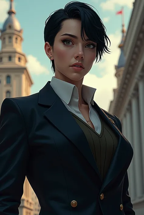 create a mayor, 8k image, nya, black hair, short
