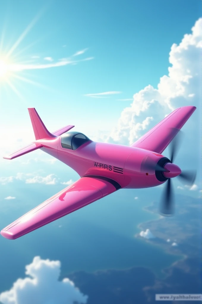 Pink aircraft with propeller