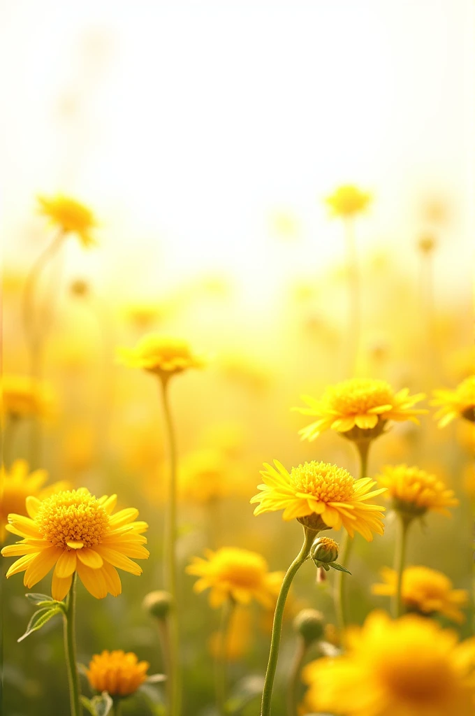 Many yellow flowers on a white background