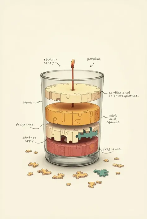 Puzzle picture of the parts of a scented candle 