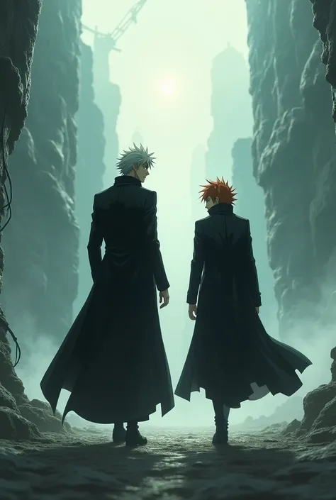 aizen walking with Ichigo while talking with each other