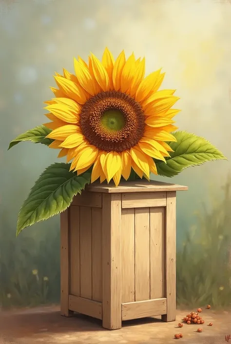 painting milkbox with sunflower
