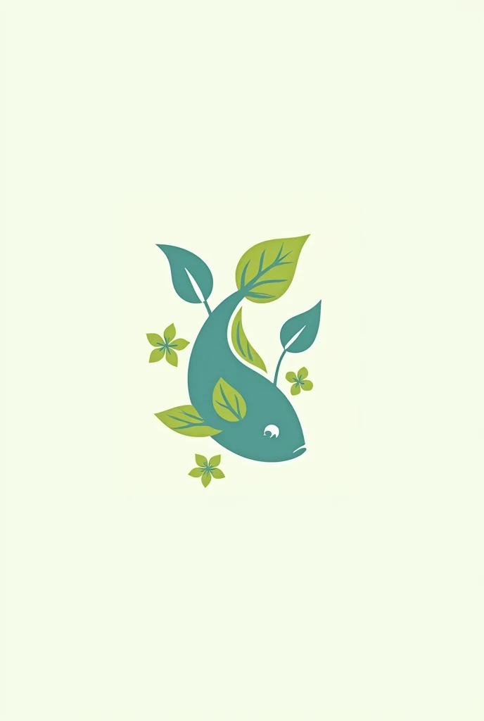 Create a logo that has lemon green colors with fish and roses that is simple and blue colors