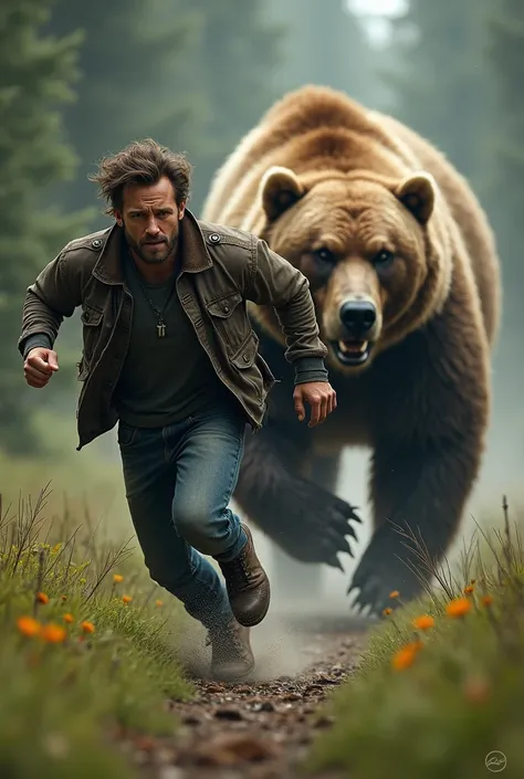 Bear and man、Man running away、Running Men、Bear chasing man