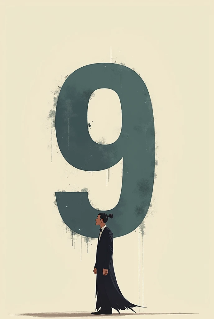 Create a creative Instagram avatar with a number "9" In the middle, a little serious 