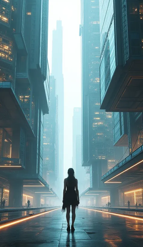 Architectural design, futuristic buildings, 1woman