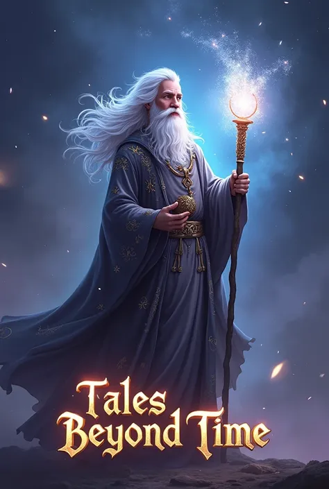 Orin the Story Weaver:
   Character Design: A mystical male figure with white/silver hair and kind eyes, wearing flowing robes adorned with stars and ancient symbols.
   Pose: Orin holding a glowing staff or an ancient book, surrounded by magical light.

T...