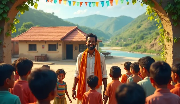 After years of hard work, Ravi successfully opens a school in his village.