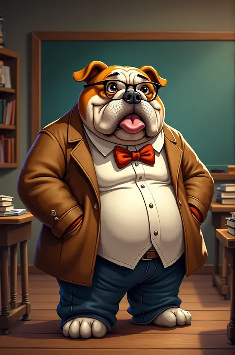 Bulldog mascot fat teacher