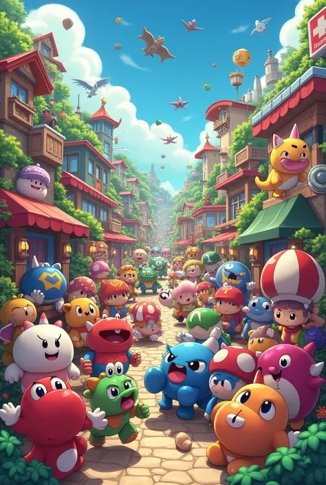 All cartoon game characters in one photo