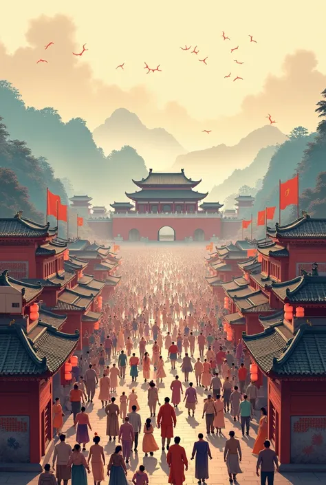 Create  china background population for ppt just one pic for background