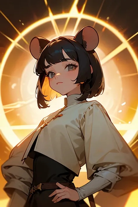 One woman、Petite women、Mouse ears、Short Hair、Long Bangs、(((blinding bangs)))、Medieval Brittany Alchemists、Experienced Researchers、Medieval Lab、((Best Quality))