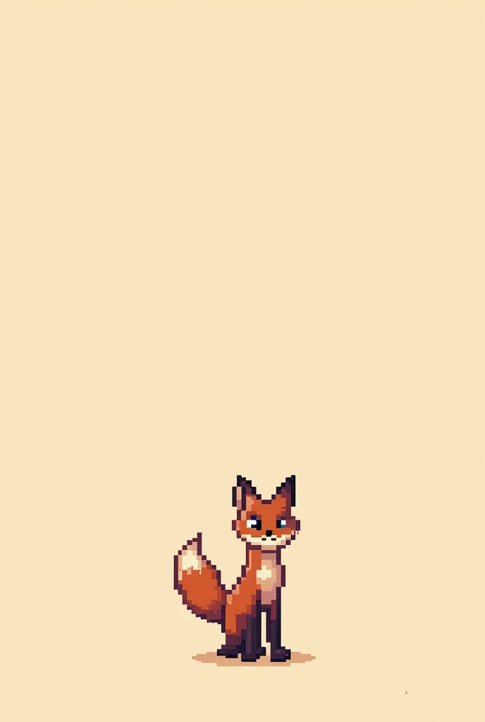 fox animal pixel art, looking ahead, standing , vertically, bottomless