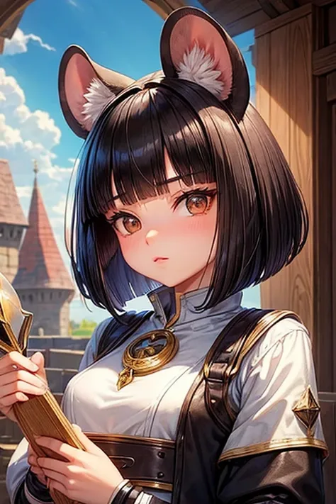 ((furry))、One woman、Petite women、Mouse ears、Short Hair、((Long Bangs))、(((blinding bangs)))、Medieval Brittany Alchemists、Experienced Researchers、Medieval Lab、((Best Quality))