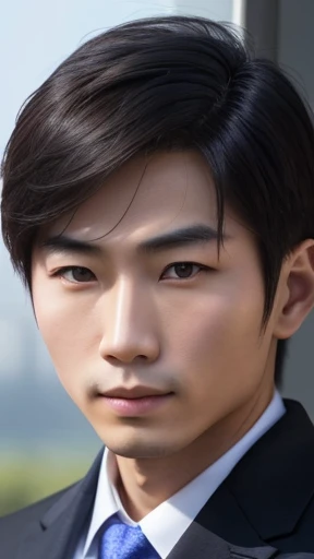 A handsome Chinese man focus on the face