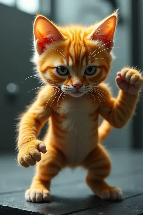 Image: Flash forward to the yellow kitten training hard, growing stronger and more muscular with each exercise.