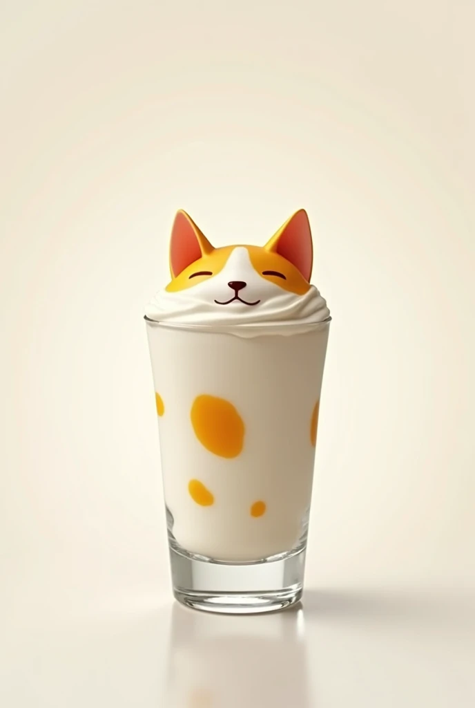 A yogurt logo, in which it is a glass of yogurt and inside there is yogurt in the shape of a cat (calic)