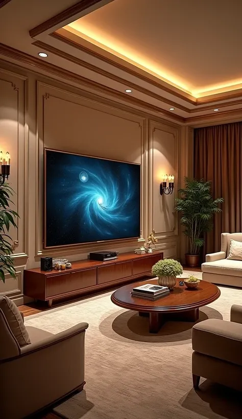 Luxury room with a TV hanging on the wall.