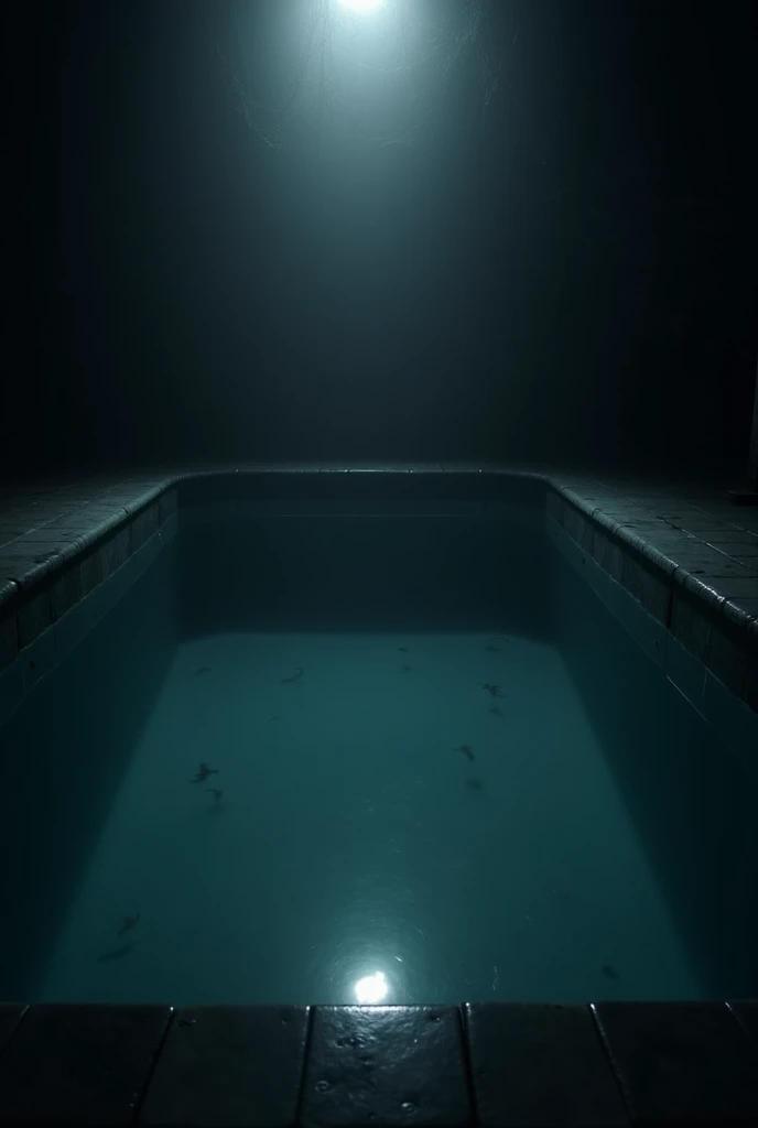 a swimming pool, that it is mysterious and that there are only shadows 
