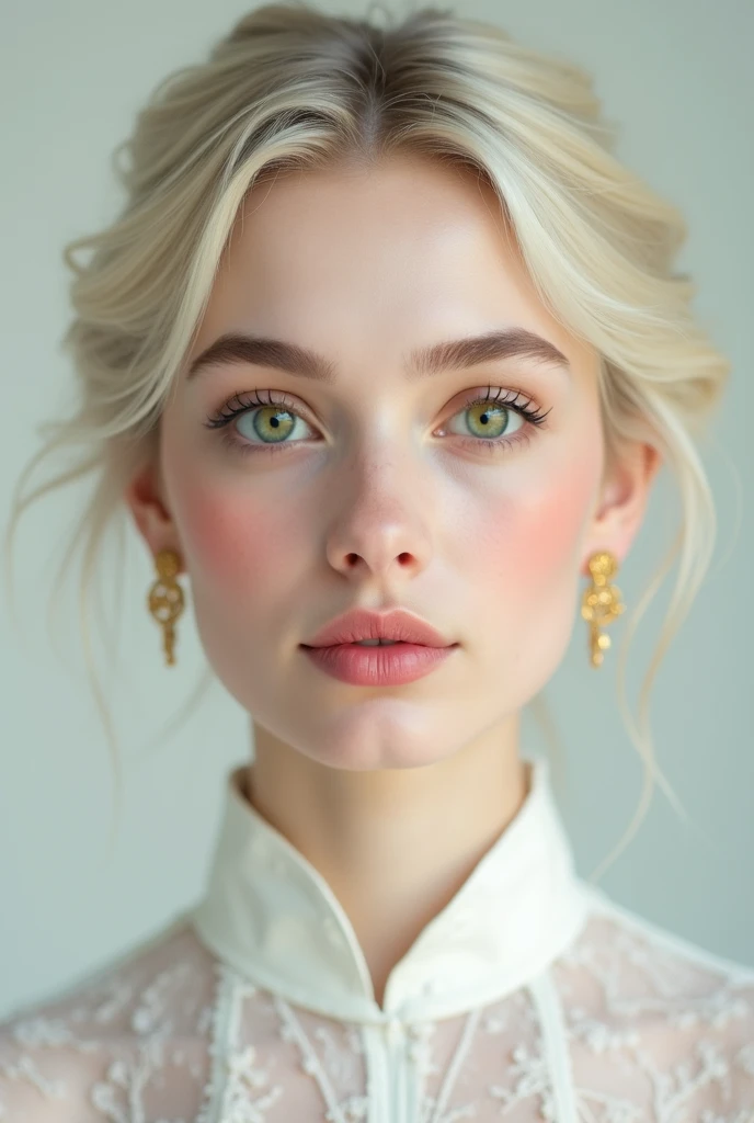 Here’s your detailed prompt in English for generating the image in Leonardo.ai:

"An ultra-realistic portrait of a young woman with an ethereal, youthful appearance, combining delicate features with classic elegance. Her skin is extremely pale and porcelai...