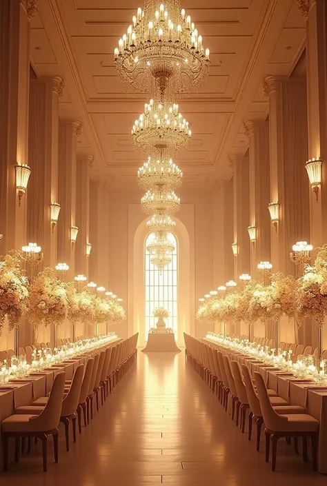 Grande salle de mariage avec jolie decoration