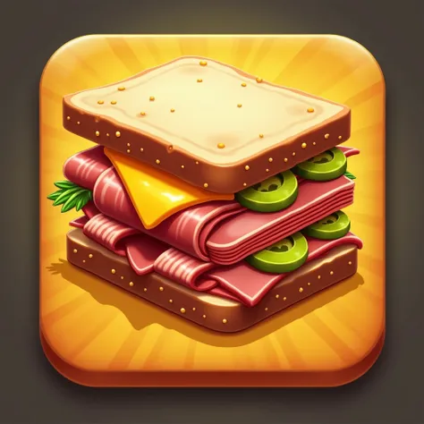 a button for a game page where the button design is related to qbanos sandwiches, that it is only the background of the button and a text can be placed on top