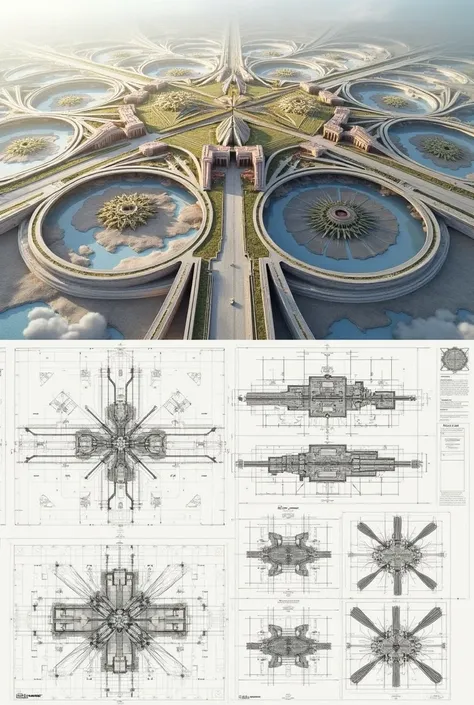 Architectural Design、Urban Planning、Radial roads、Blueprint、Three Views