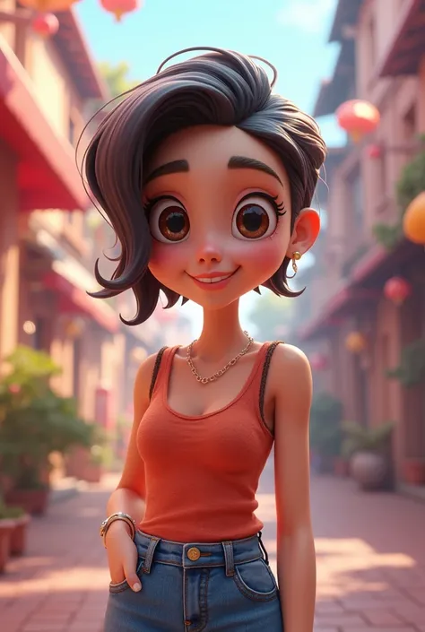 Young 20 years girl in ai 3d image cartoon type realistic 