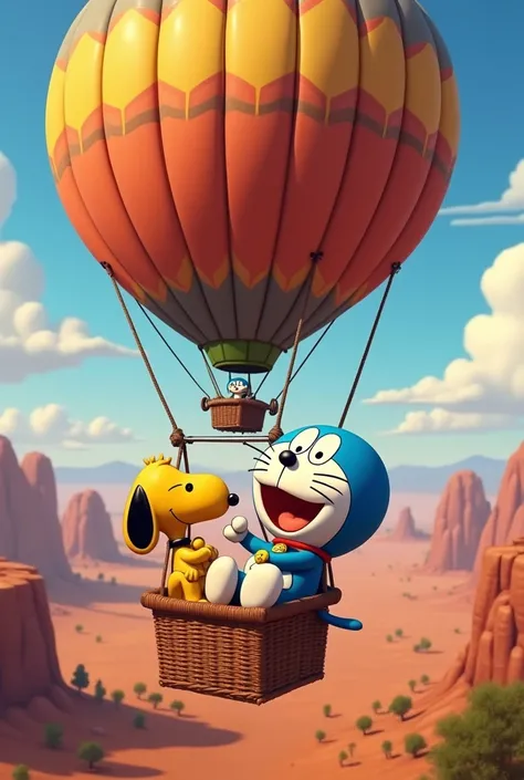 Snoopy，Play hot air balloon with Doraemon in Australia