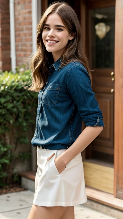 Matilda Lutz with red lily clothes and smile