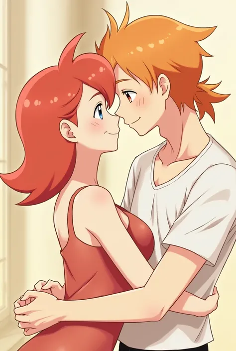 Anime,  Pokemon, Ash Ketchum, Misty, romantic, nude, sex, Side Ponytail,  orange hair, Breasts, 