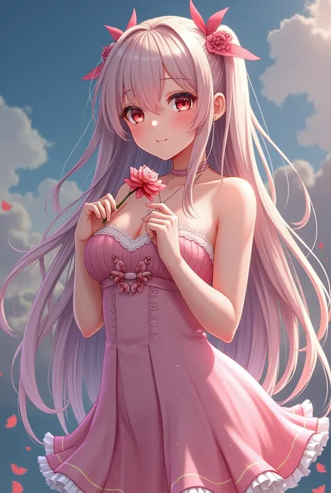 create me a beautiful anime girl with long hair and dress with big tits, NSFW 8K