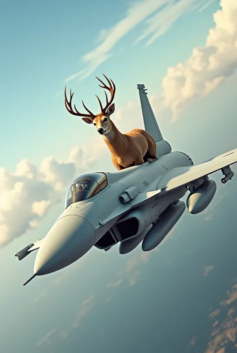 Deer flying a eurofighter typhoon