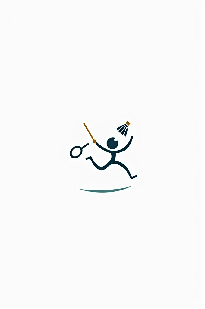 Create me a badminton themed logo. A man is jumping in the correct position to smash a badminton shuttlecock.. Minimalist style logo, easy to understand and draw in tick man style is better.