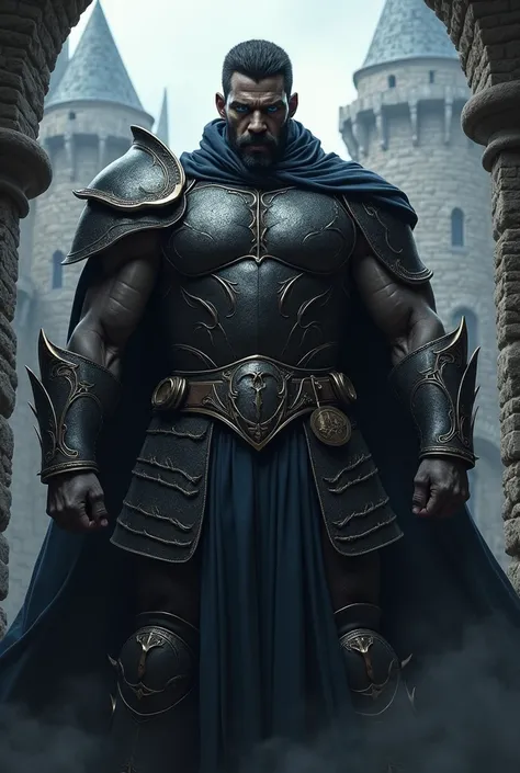 medieval rpg black man with blue eyes intimidating over power