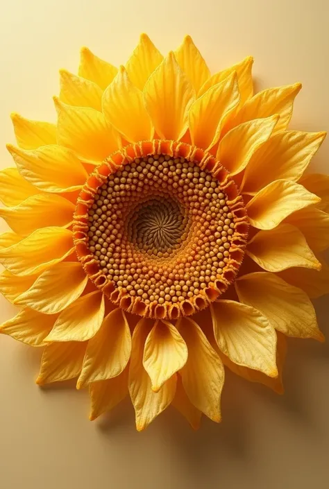 A yellow sunflower made with potato chips

