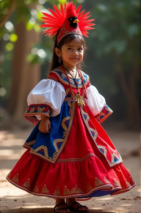 Beautiful palona costume that represents the Cardinal bird and also represents the colors of the Honduran flag, a perfect combination for a girl: 