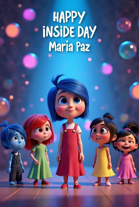 Birthday card from the movie Inside Out with the name Maria Paz with birthday date September 28
