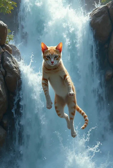 Cat falling water