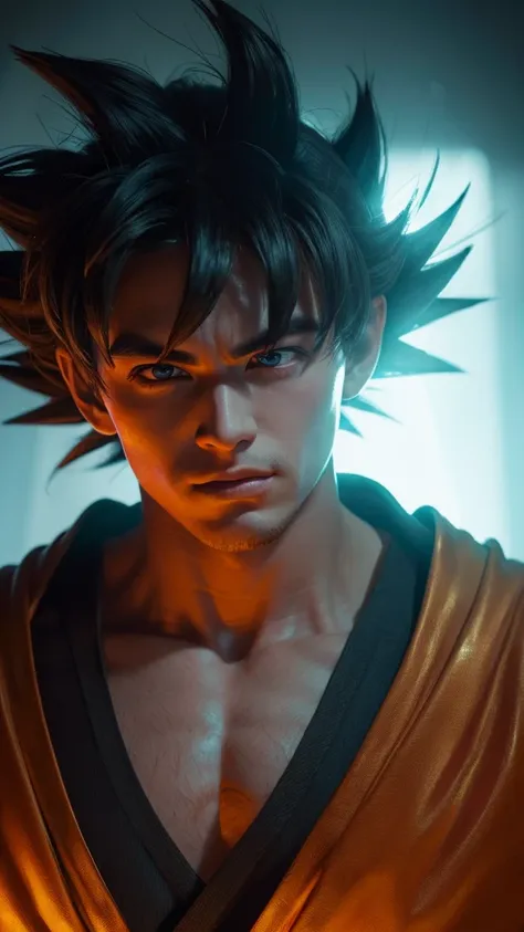 goku, 1boy, anime, ultra-detailed, hyper-realistic, 8k, (best quality,4k,8k,highres,masterpiece:1.2),ultra-detailed,(realistic,p...